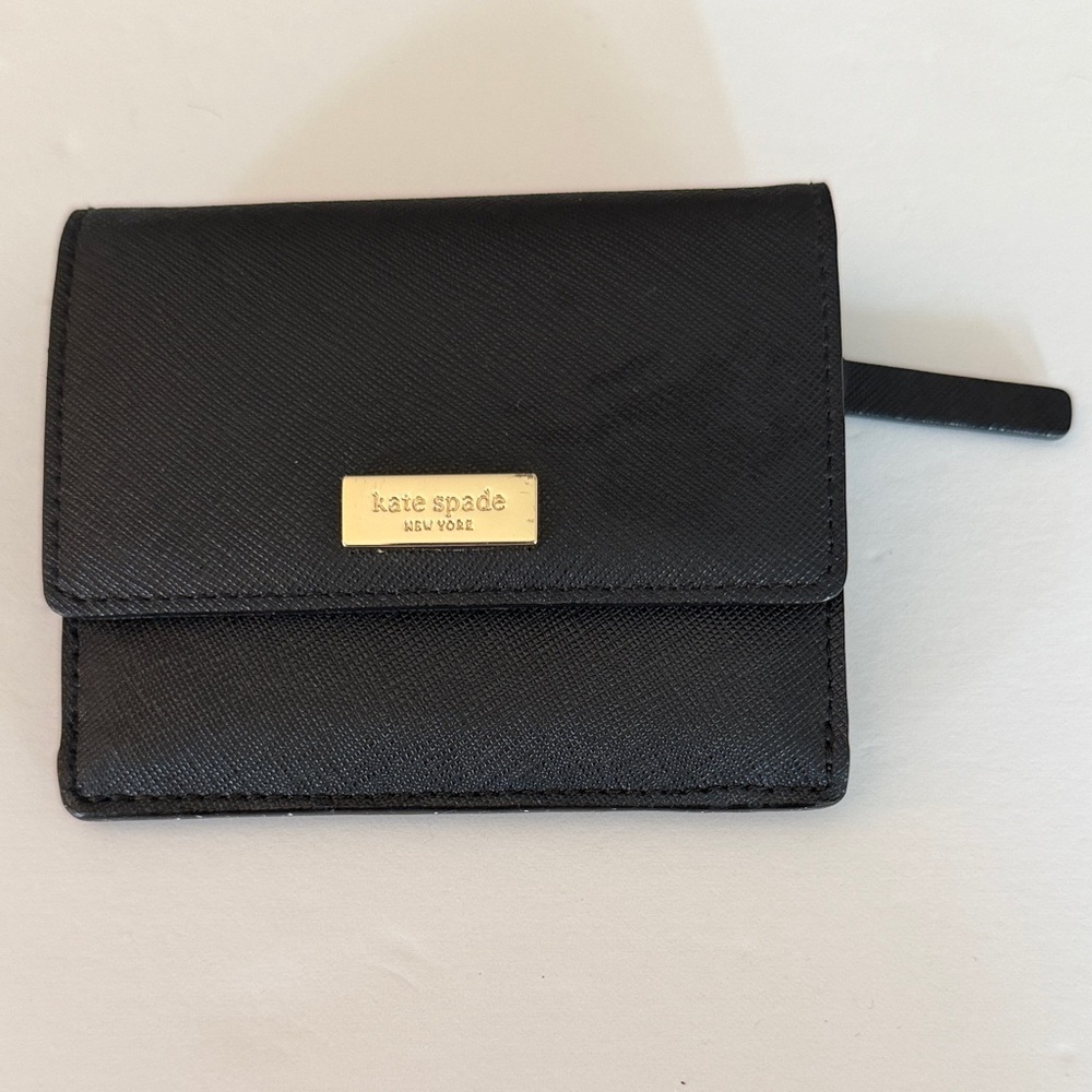 Kate Spade Black Card Holder with Gold Accent